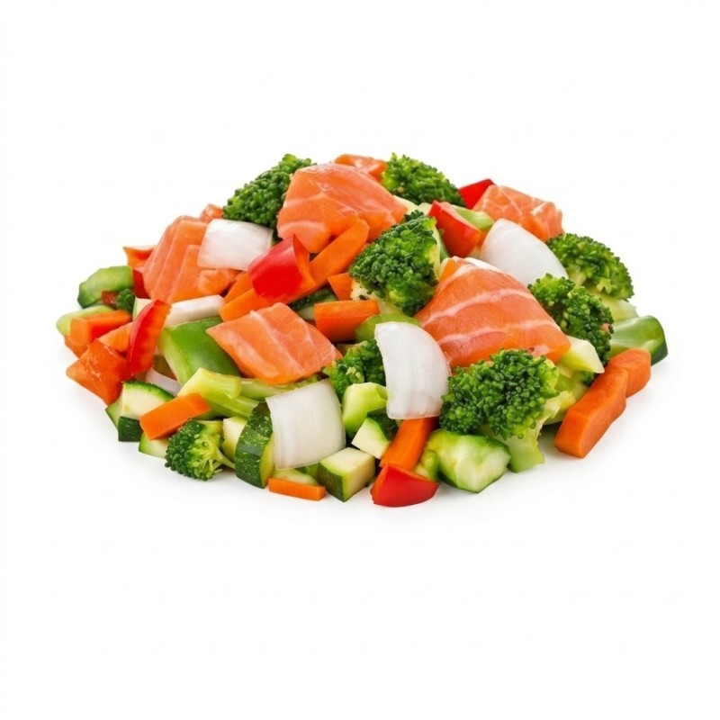 Salteado Salmón con verduras